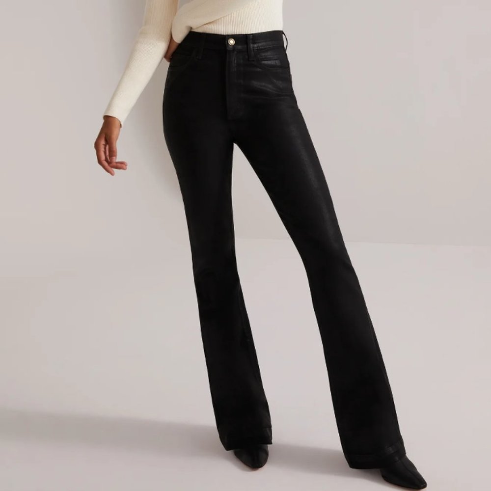 THE VALENTINA SUPER HIGH RISE MINI BOOT - Obsidian Coated Jean